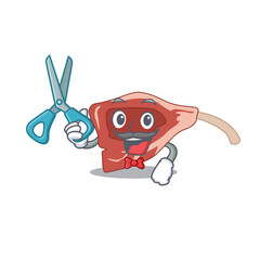 Lamb chop cartoon character design as talented barber