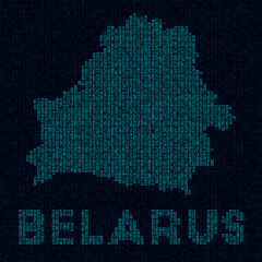 Fototapeta na wymiar Belarus tech map. Country symbol in digital style. Cyber map of Belarus with country name. Astonishing vector illustration.