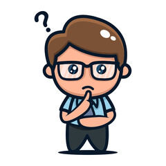 Cute geek nerd student mascot design illustration vector template