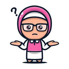 Cute hijab girl geek mascot design illustration vector template