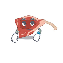 Mascot design style of lamb chop with waiting gesture