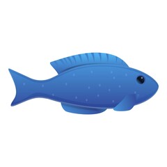 Blue exotic fish icon. Cartoon of blue exotic fish vector icon for web design isolated on white background
