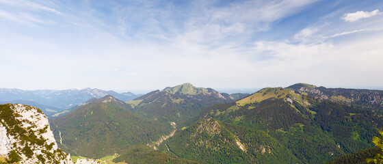 Obraz premium Panorama of mountains in Bavaria, Hochfelln, Hochgern