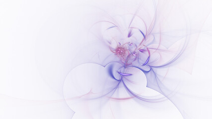 Abstract colorful blue and rose glowing shapes. Fantasy light background. Digital fractal art. 3d rendering.