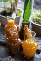 herbal medicine in glass bottles is good for the health of Javanese heritage