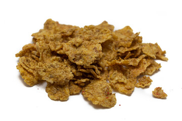 Cornflakes over white background Top view texture healthy