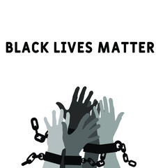 Black lives matter, crowd of people protesting for their rights.  Vector illustration in flat style. the march in protest of recent killings of black men by U.S. police.