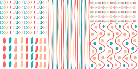 Color modern stripes seamless pattern hand drawn surface design for home.