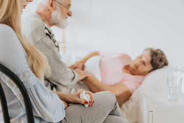 Taking care of woman