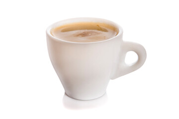 Coffee cup isolated on white with reflection.