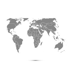 Fototapeta na wymiar World Gray Map Globe On White Background America Asia Australia Europe Africa North America Map South America Vector illustration EPS10