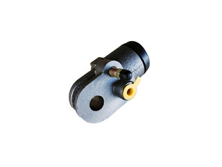 New brake hydraulic cylinder brake drum isolated on a white background. Brake system. Spare parts.