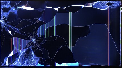 Landscape shot of a broken TV that looks like abstract art
