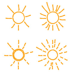 Solar Symbol . Vector Illustration . Vintage sun Logo . Handwritten Design element . Abstract Geometric shape . Sunburst .