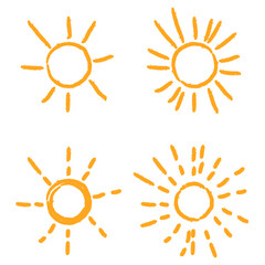 Solar Symbol . Vector Illustration . Vintage sun Logo . Handwritten Design element . Abstract Geometric shape . Sunburst .