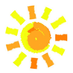 Solar Symbol . Vector Illustration . Vintage sun Logo . Handwritten Design element . Abstract Geometric shape . Sunburst .