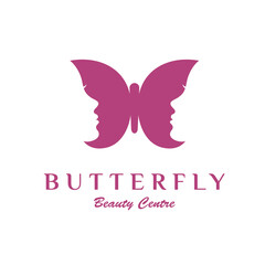 face butterfly logo concept, beauty, care, fashion, cosmetic design template