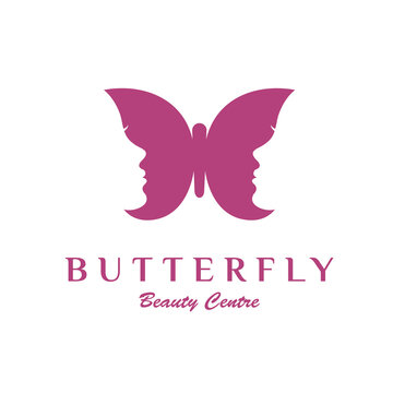 face butterfly logo concept, beauty, care, fashion, cosmetic design template