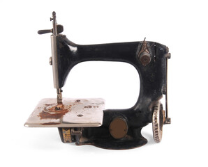 vintage sewing machine on white background