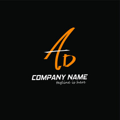 AD Initial handwriting logo vector