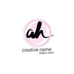 ah Initial handwriting logo vector