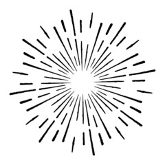 Fototapeta premium Radial Lines in Circle Form for comic books . Explosion background . Vector Illustration . Vintage round Logo . Handwritten Design element . Abstract Geometric shape . Sunburst .