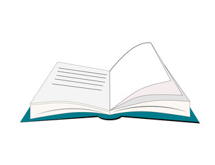 Vector flat icon of an open book (notebook, diary) isolated on a white background.