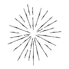 Radial Lines in Circle Form for comic books . Explosion background . Vector Illustration . Vintage round Logo . Handwritten Design element . Abstract Geometric shape . Sunburst .