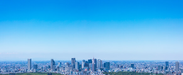 (東京都-風景パノラマ)青空と新宿方面風景１