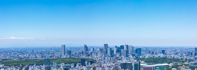 (東京都-風景パノラマ)青空と新宿方面風景２