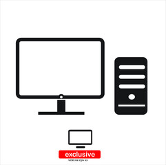 computer  icon. icon.Flat design style vector illustration for graphic and web design.	
