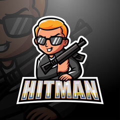 Mafia hitman mascot esport logo design