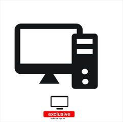 computer  icon. icon.Flat design style vector illustration for graphic and web design.	
