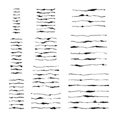 Vector set of seventy one hand created ink puddled art brushes. Easy to use. There are all of them on brushes panel. Clipping paths included.