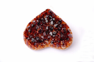 Citrine with large dark crystalline spikes, like a heart.