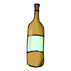 Hand drawn doodle bottle. Contour sketch. Vector color illustration isolated on white background. Decoration for cards, banner, posters, prints, emblems.