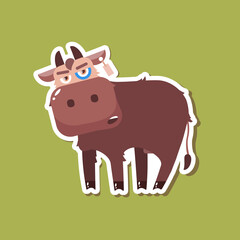 Bull. Sticker with animals in cartoon style. Vector illustration.