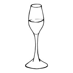Hand drawn doodle glass. Contour sketch. Vector transparent illustration isolated on white background. Decoration for cards, banner, posters, prints, emblems.