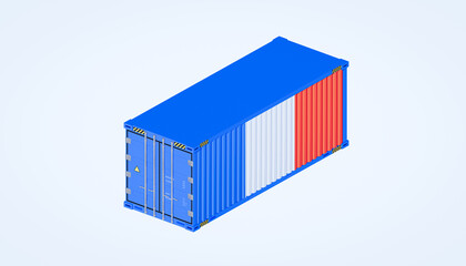 3d rendering of cargo container and franch trade concept design.