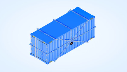 3d rendering of cargo container and coronavirus lockdown concept.