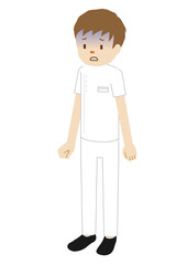 Illustration of a male medical worker (physiotherapist) (Look pale)