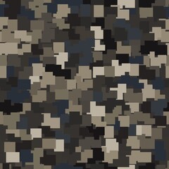 Abstract seamless pattern with brown colored chaotic squares on dark