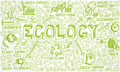 Vector Illustration of Green Icons with Ecology Concept