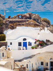 Beautiful cozy traditional white cave house. Amazing Santorini, Cyclades, Greece