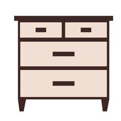Single modern nightstand, isolated on a white background. Flat-style illustration. Hand drawn vector furniture. For bedroom, living room, bathroom