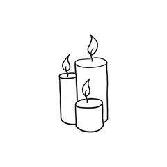 Vector sketch of a burning candle. Hand drawn doodle icon. Isolate on a white background.