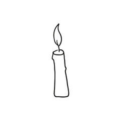 Vector sketch of a burning candle. Hand drawn doodle icon. Isolate on a white background.