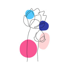 Lotus Floral line arts frame cover collection. Minimalistic modern line art  Flower with abstract shape background for print, beauty and fashion. vector illustration. 