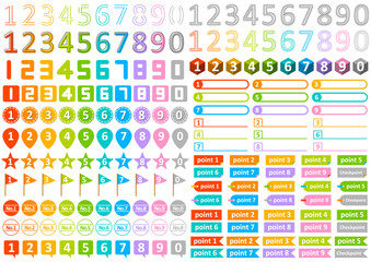 カラフルな数字アイコンセット
