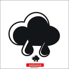 cloud with rain weather  icon.Flat design style vector illustration for graphic and web design.	
